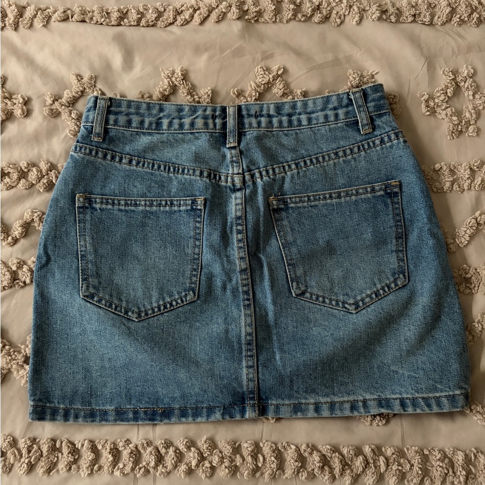 Forever 21 Denim Mini Skirt with Floral Embroidery - Picture 2 of 2